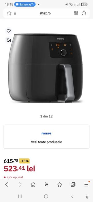 Airfryer xxl philips hd9650 1.4kg fara probleme
