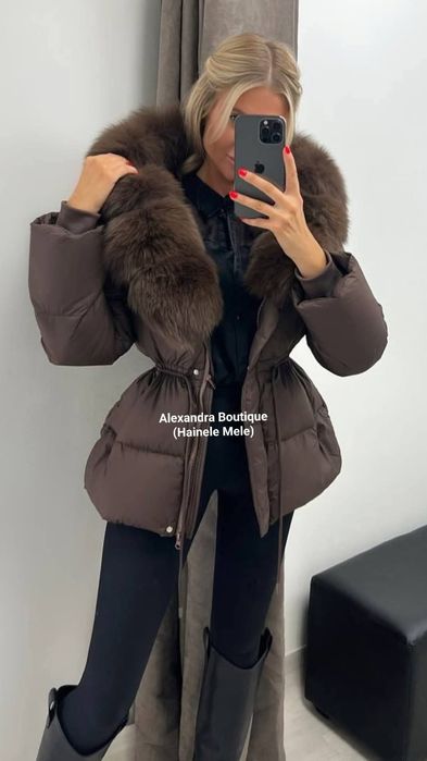 Geaca cu blana naturala de vulpe