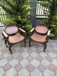 Set 2 fotolii vintage din lemn masiv – stil baroc, sculptate manual