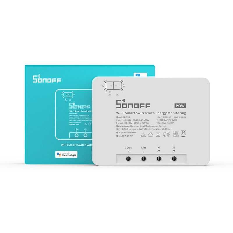 SONOFF POWR3 25A 5500W  Прекъсвач с измерване на консумираната енергия