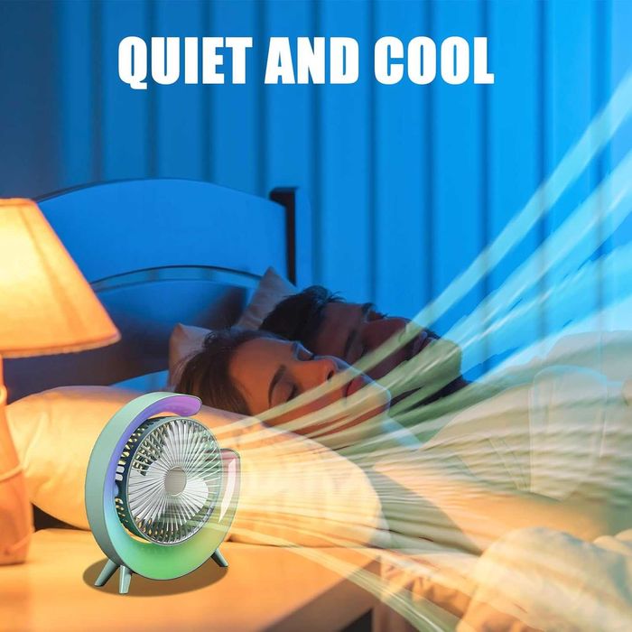 НОВ! USB настолен вентилатор, 3 скорости, 360° въртене, LED осветление