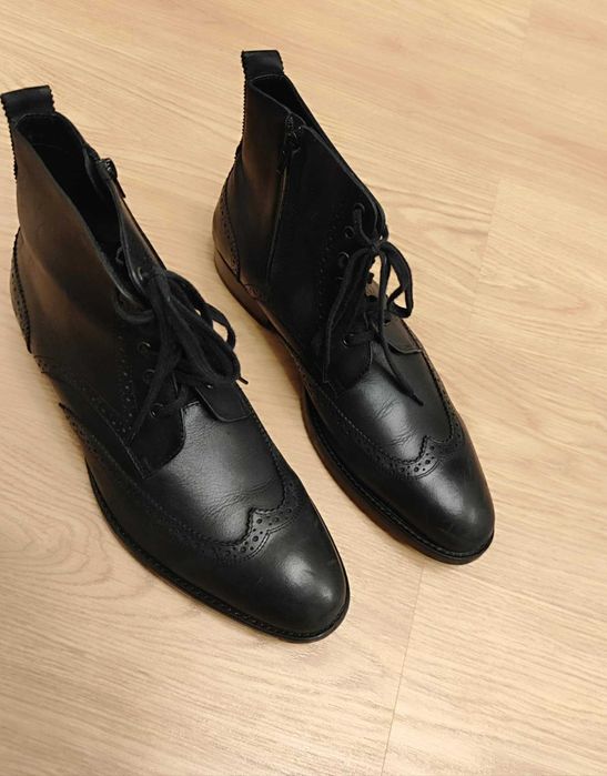 Мъжки боти от естествена кожа, цвят черен с номер 44 (като нови)