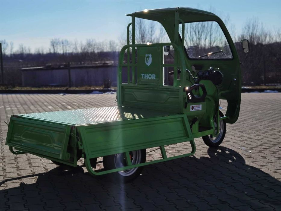 Triciclu electric verde nou THOR STAR PLUS cu bena basculabila Agramix