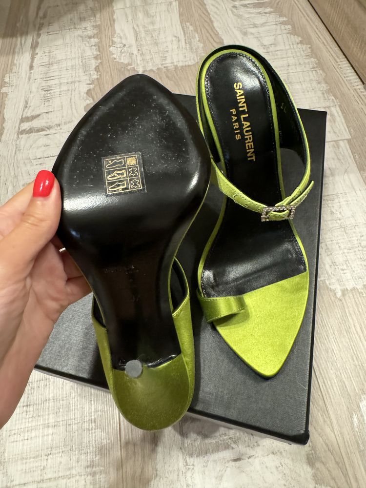 Saint Laurent обувки на ток сатен