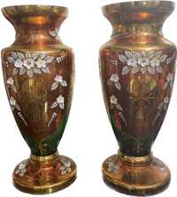 Set 3 Vase cristal Bohemia -placate foita aur 24 k
