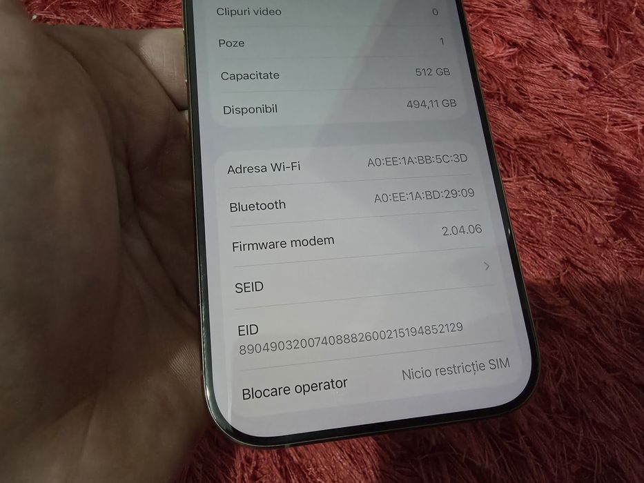 -Iphone 16Pro, 512Gb, 8Ram, bat: 100%-102 cicluri incarcare, ireprosab