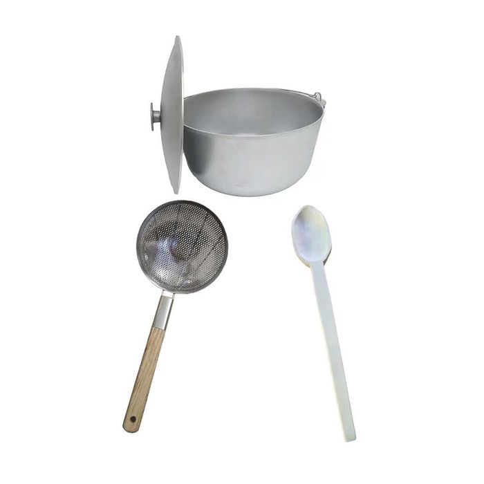 Ceaun Aluminiu cu capac + Paleta jumari + Lingura lemn