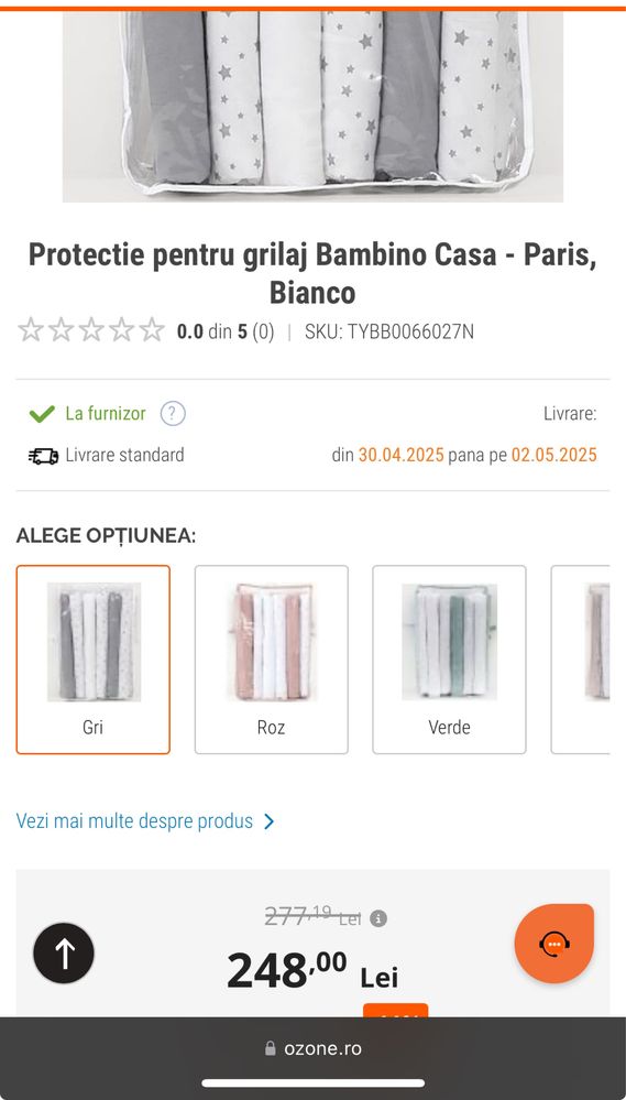 Aparatoare protectie grilaj patut bebe