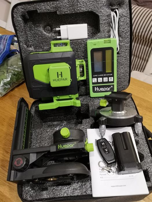 4D Лазерен нивелир Huepar 904DG+ПРИЕМНИК