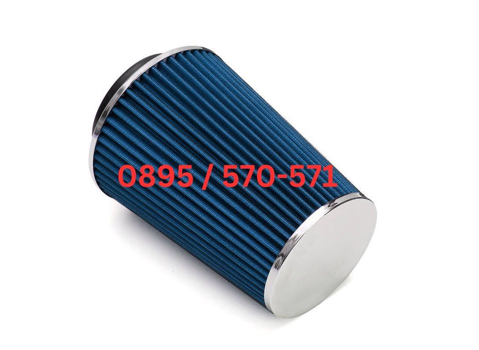 155mm Универсален Спортен Въздушен Филтър Син За Автомобил Конус