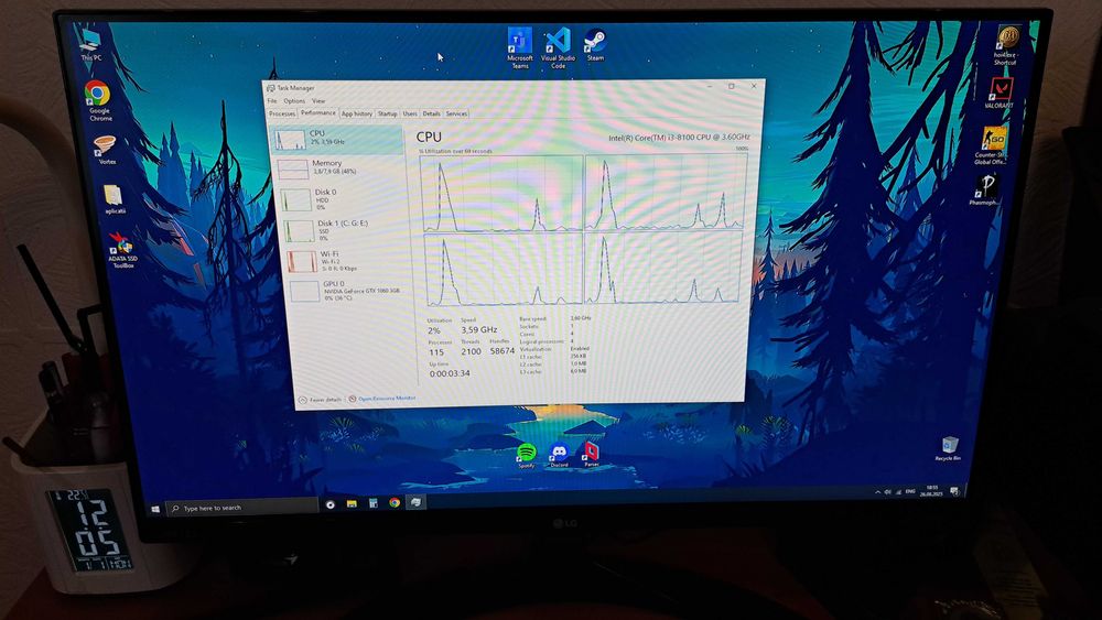 PC gaming, GTX 1060, i3 8100, 8GB ram, 1TB SSD + 1TB HDD