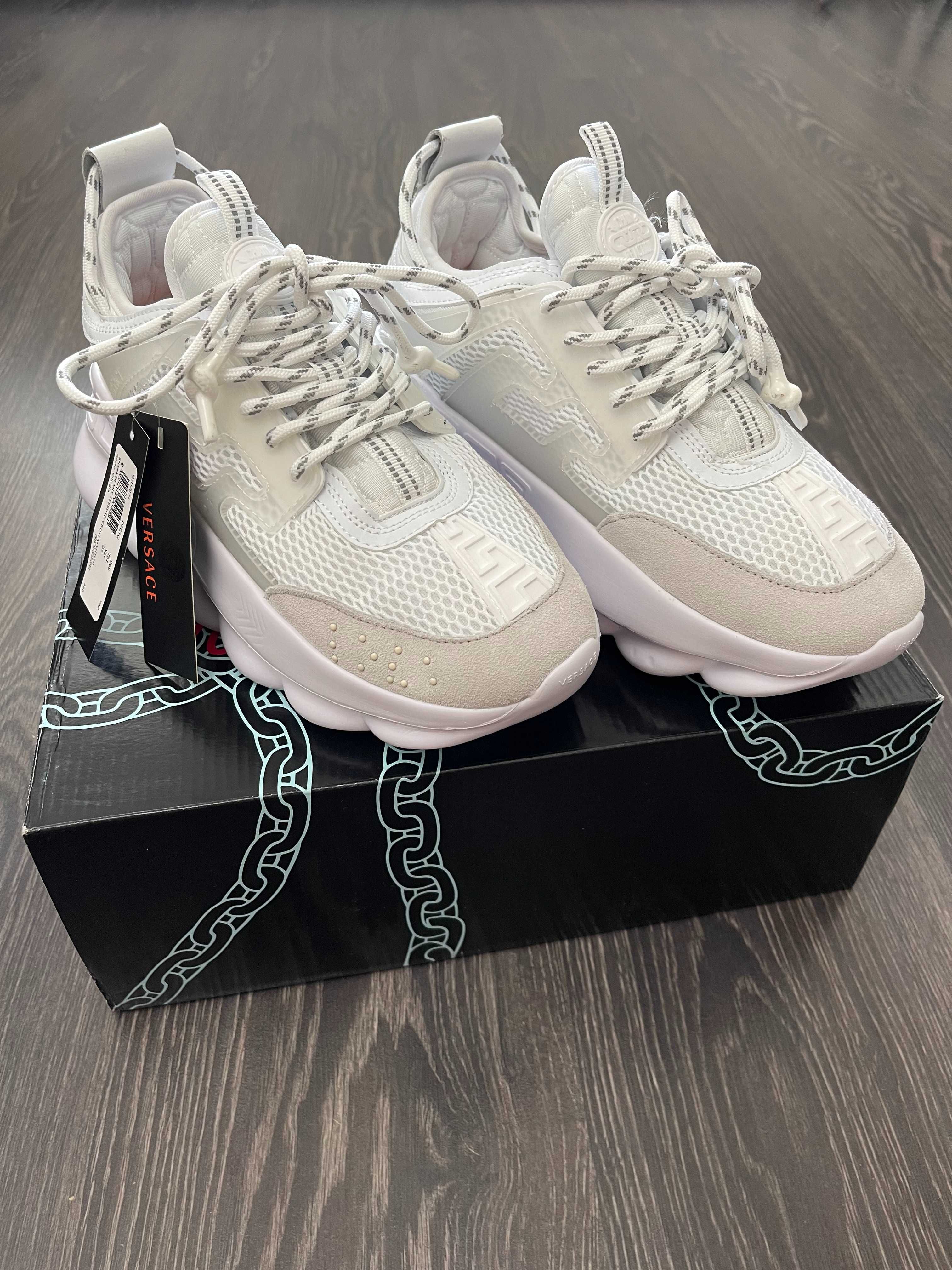 Adidasi Versace Chain Reaction White l Produs NOU Premium din Piele