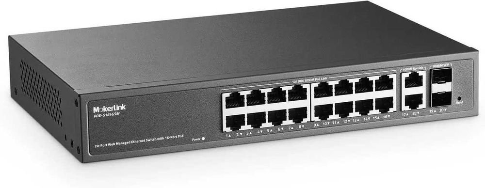 Switch MokerLink PoE 20 port gestionat-16 PoE+ Gigabit,2 Uplink,2 SFP