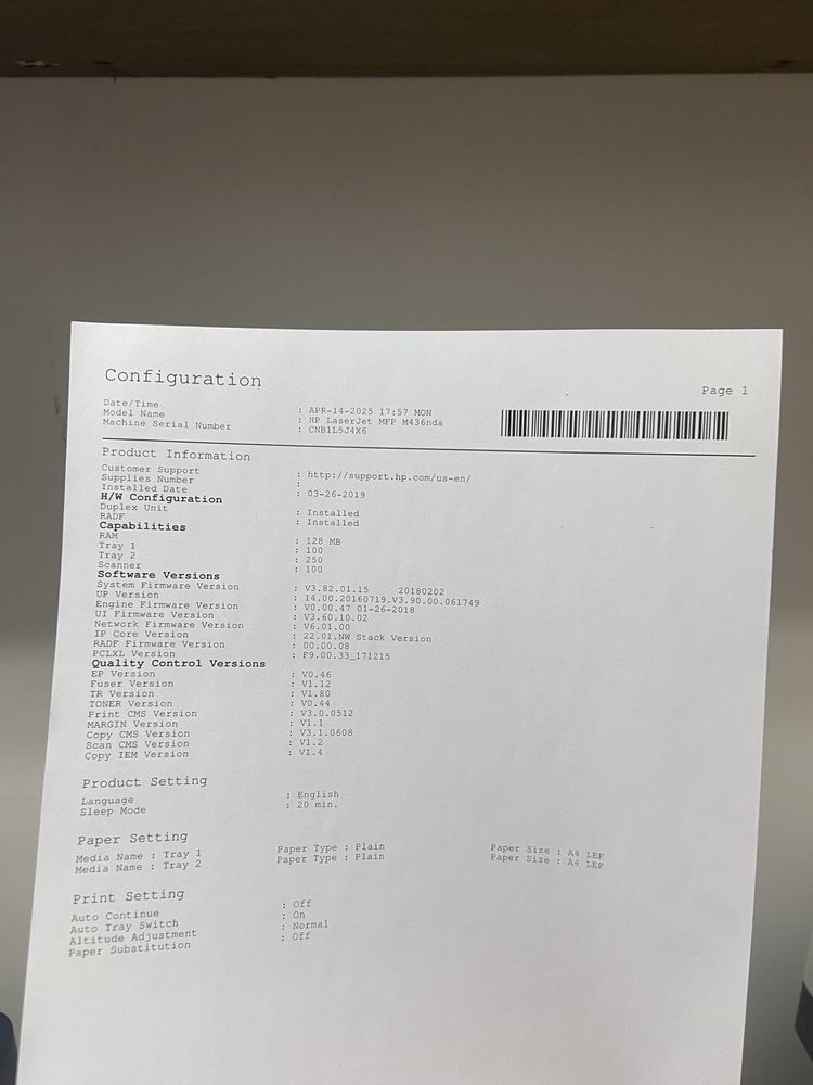 Принтер A3/A4 HP laserjet MFP436NDA