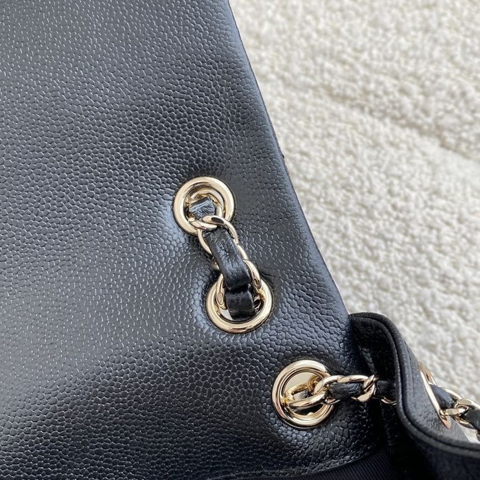 Rucsac ghiozdan Chanel 20x21cm, piele caviar, Premium