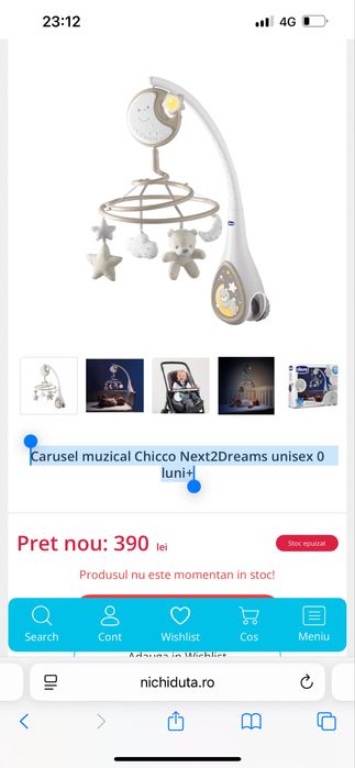 Carusel muzical Chicco Next2Dreams unisex 0 luni+