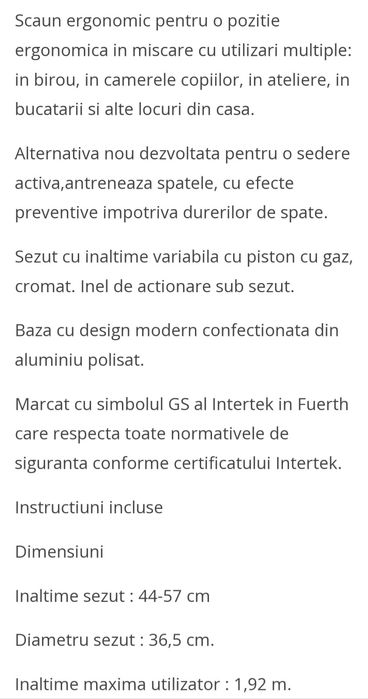 Scaun ergonomic birou/coafor/bar/fitness