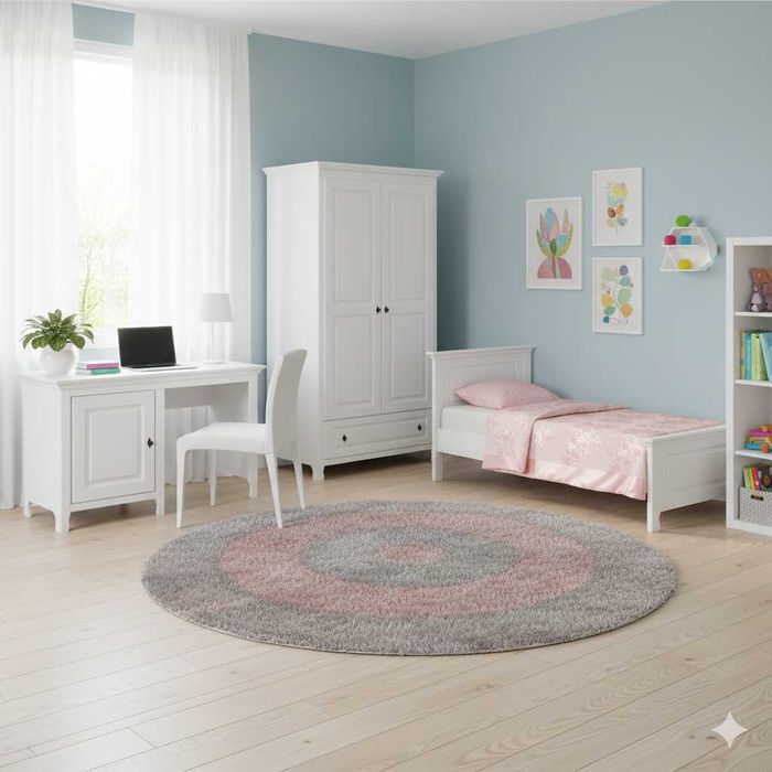 Set mobila tineret Constanta 3, lemn masiv, alb