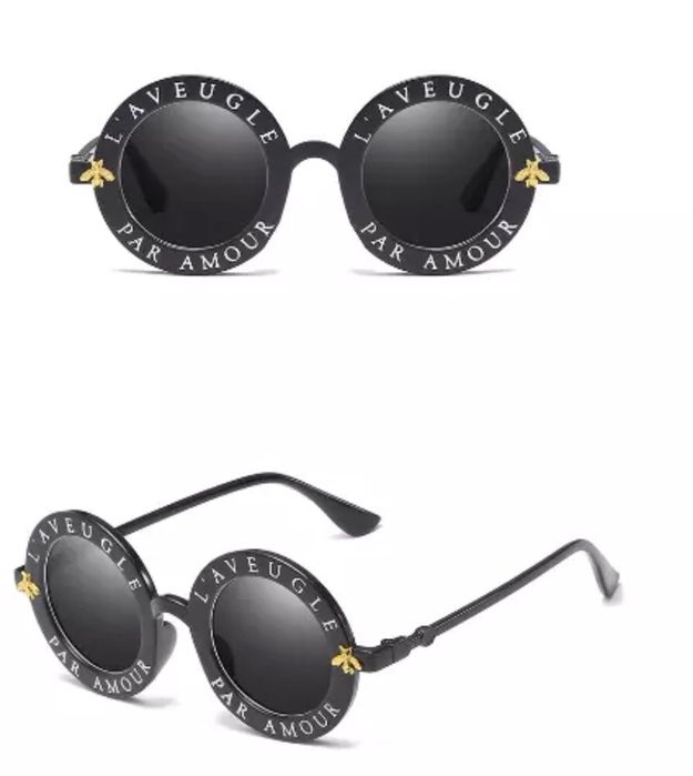 Ochelari de soare L’aveugle Par Amour rotunzi negri stil Gucci