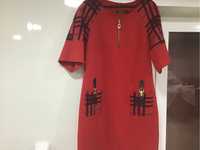 Платье красное халат велюр советский новый 80 000