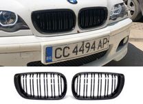 Двойни решетки за BMW E46 – черен гланц – фейслифт