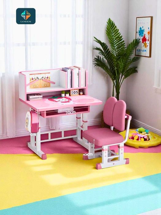 Детский стол и стул, набор регулируемой высоты, с ящиками