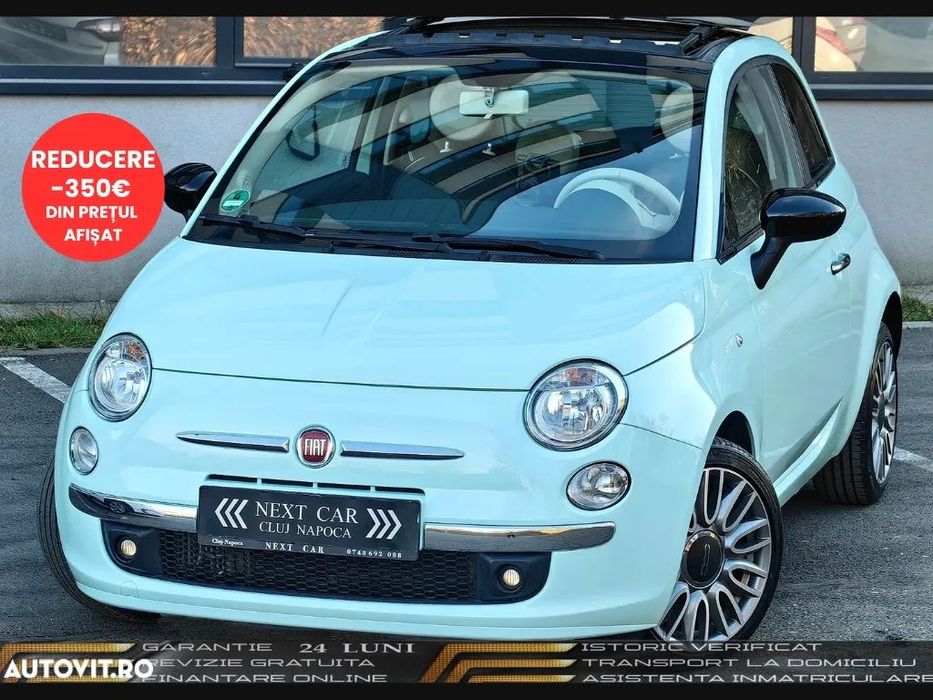 Fiat 500 GARANTIE 24 LUNI*RATE*Baby Blue*Trapa*Piele*Navi*Bord Digital*105 Cp