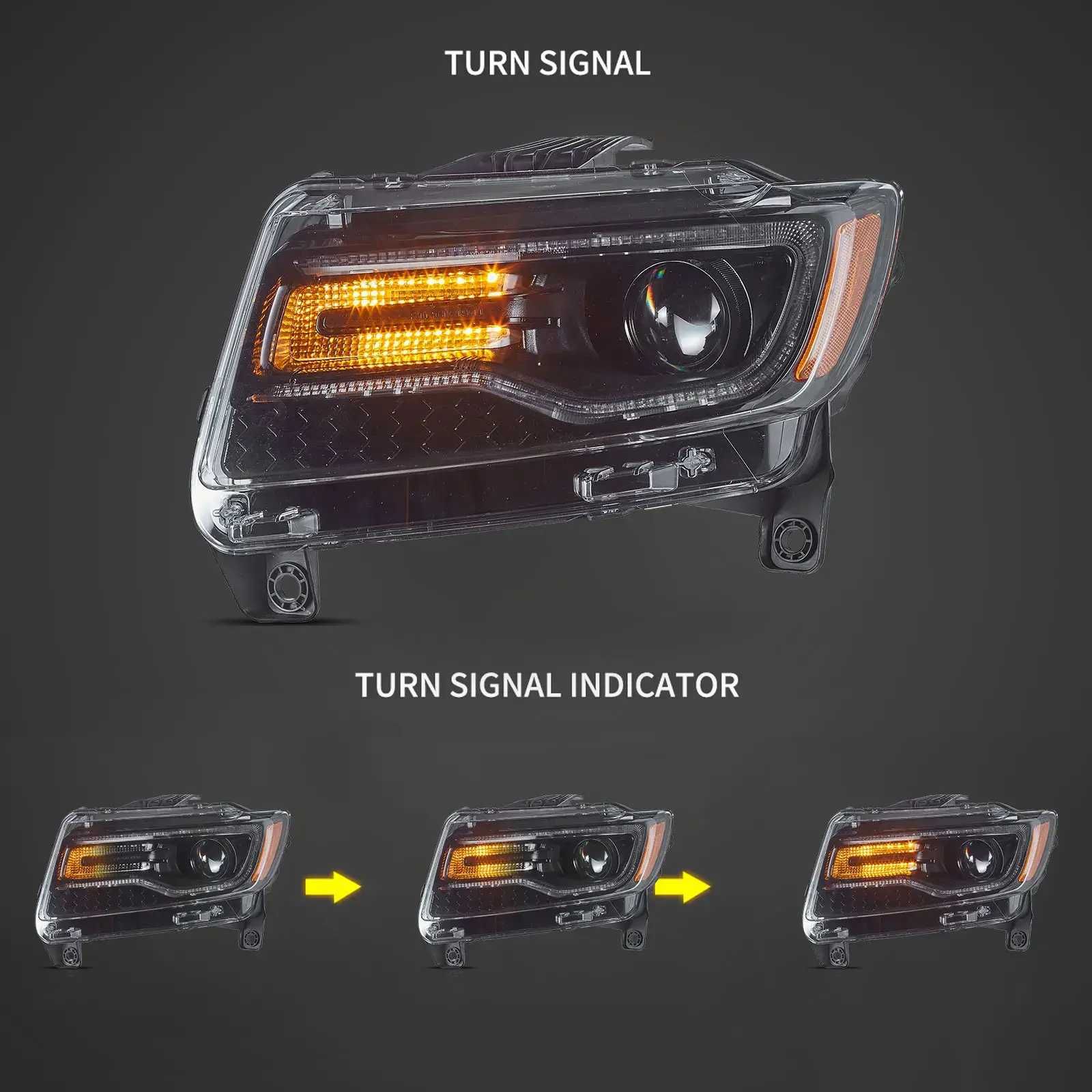 Комплект LED фарове за GRAND CHEROKEE 2011 - 2013 с начална анимация