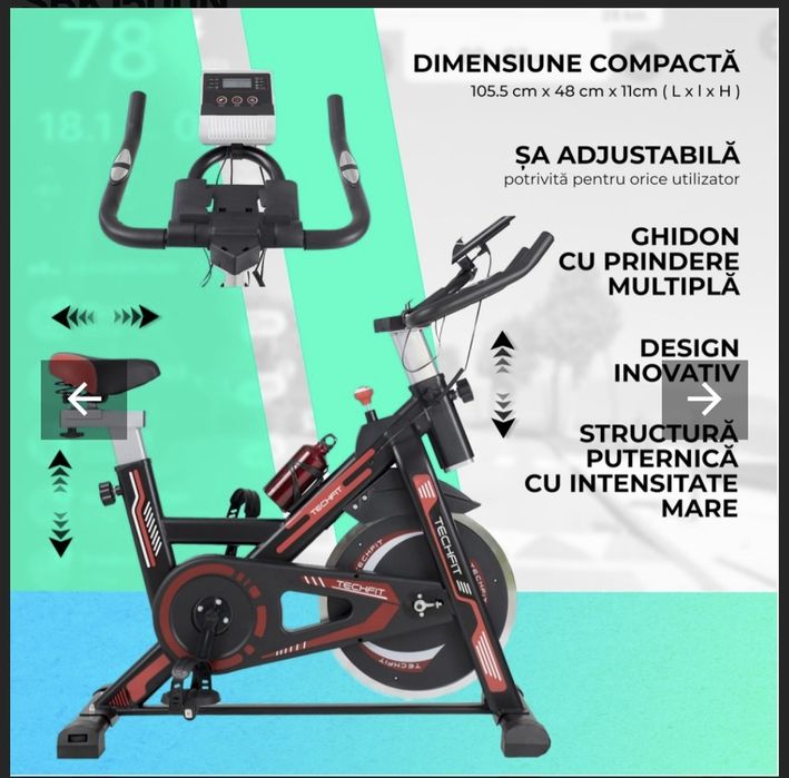 Bicicleta Spinning Techfit SBK 1500N+Covor protectie din cauciuc