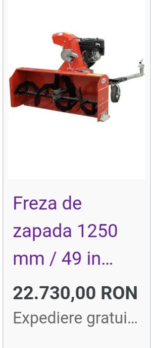 Freza zapada pt atv, utv tractoras 13hp pornire electrica