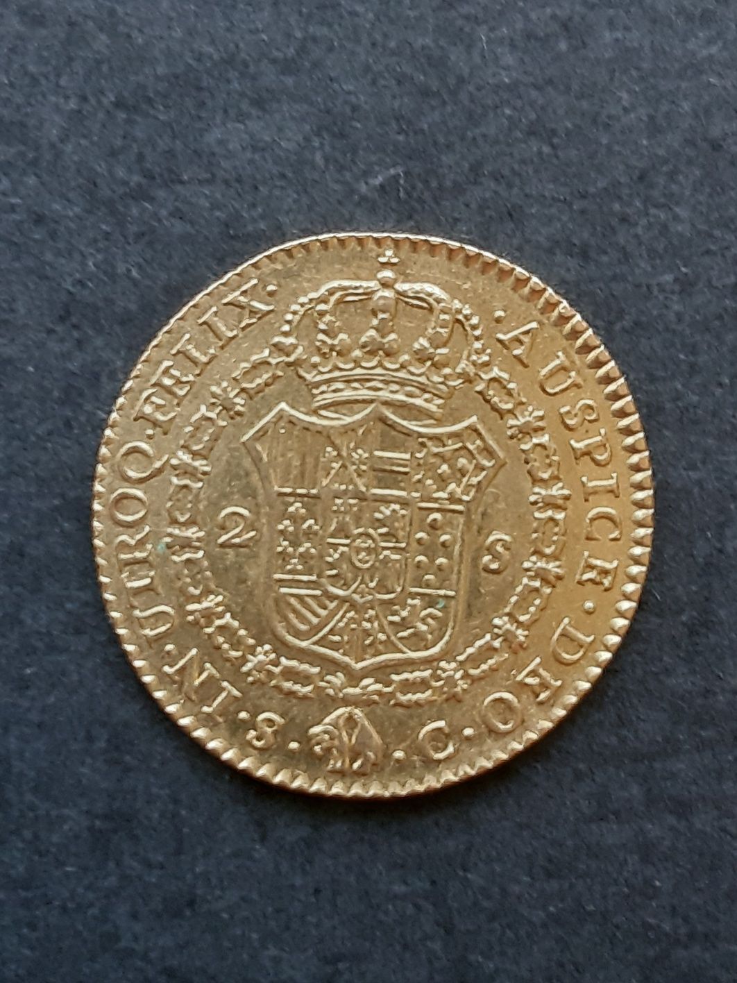 Monede spaniole, vechi,  din aur - 80 Reales si 2 Escudos)