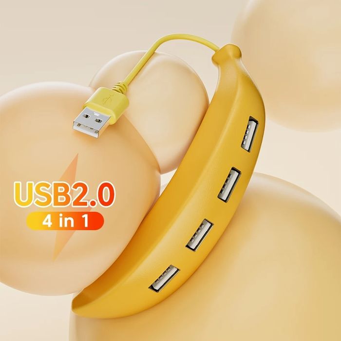 Hub USB Minions: Banana. 4porturi. 1Gb/3s. Splitter/Adaptor/Extensie.
