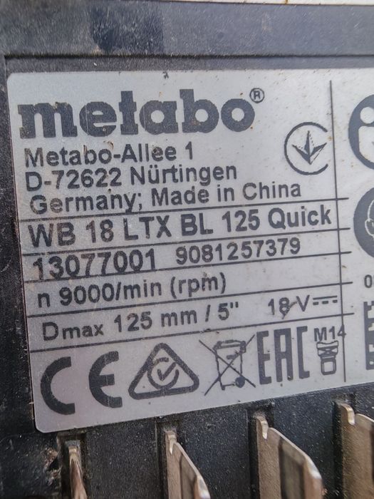 Продавам акумулаторен ъглошлайф  metabo