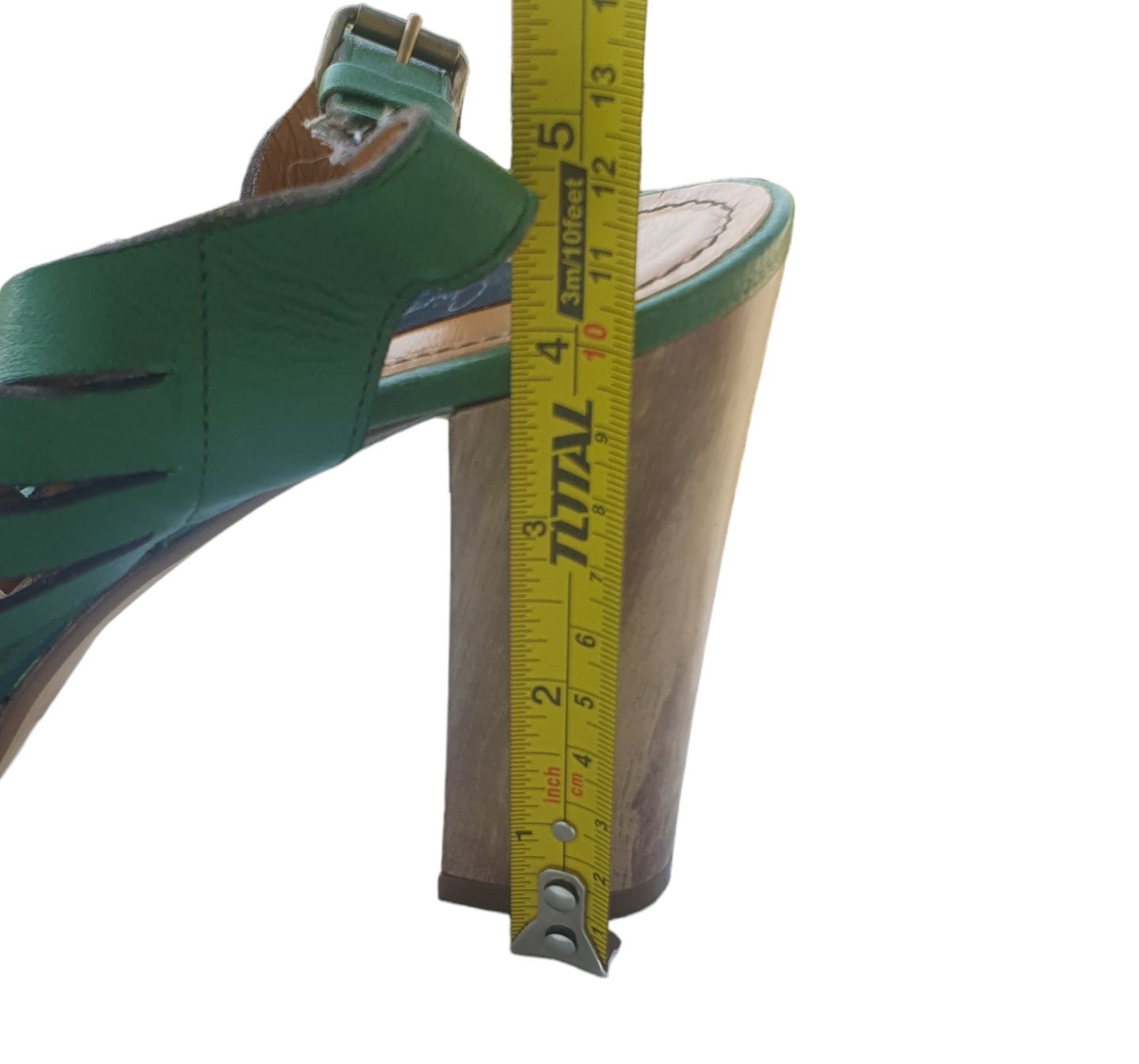 Sandale 38 Musette Cristhelen B, piele, verde, dama, cu toc