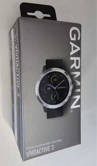 Smartwatch Garmin Vivoactive 3, HR, GPS, Silver, Silicone Black