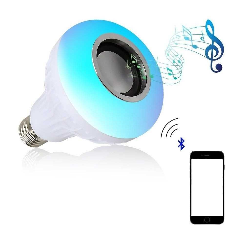 Bec led cu difuzor, Bluetooth 4.2, telecomanda, difuzor 12W, RGB