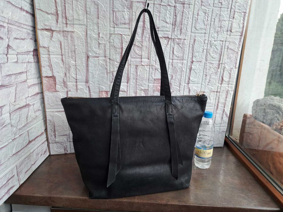 дамска чанта,Coccinelle,черна кожена торба-естествена кожа