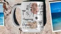 Cana personalizata, Positive vibes model 2, Ceramica, Alb, 350 ml