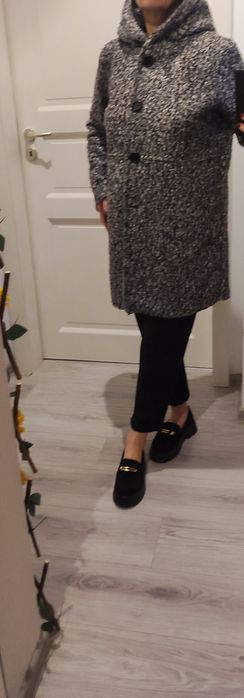 Palton Midi gri, Inchidere Cu Nasturi, one size