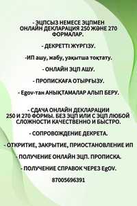 250, 270 декларации 2000тг, Приостановка,возобновление  ИП Снять Арест