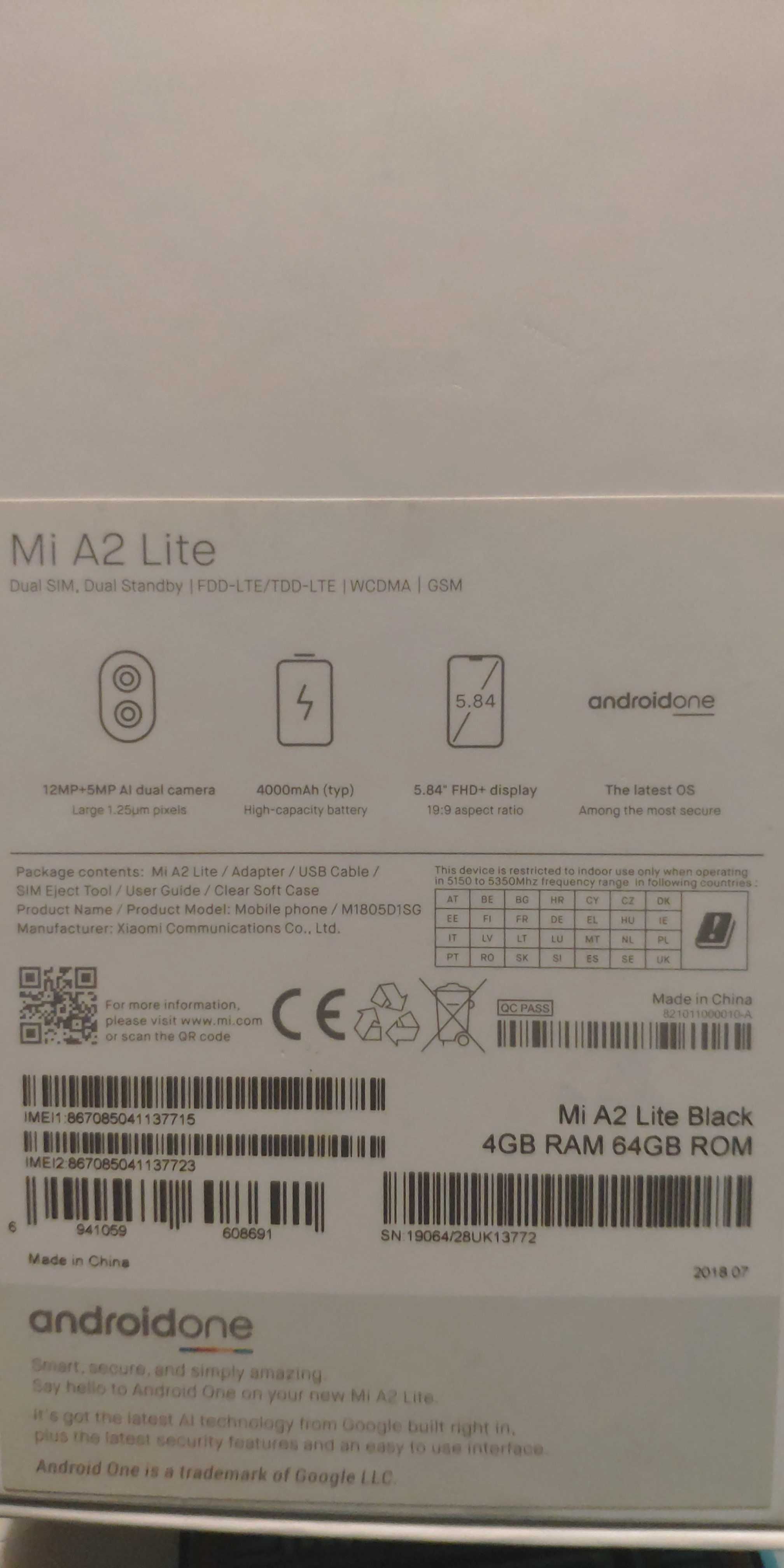 MI A2 Lite. 4/64 ГБ. Батарея 4000 mAh.