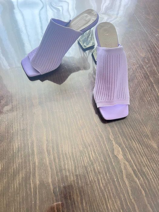 Лилави летни чехли от плат, номер 37