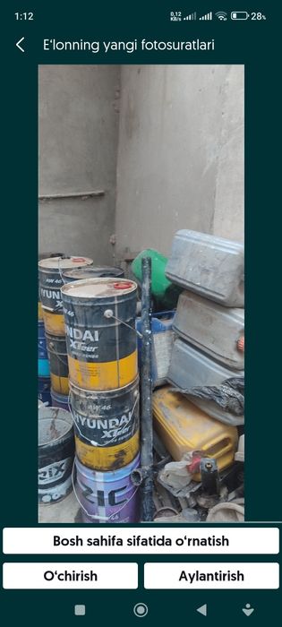 Idish temir chelela qurilishda ishlatishga moydan boʻshagan 20 litr