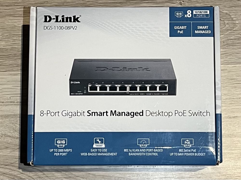 Switch PoE Gigabit cu 8 porturi, smart management