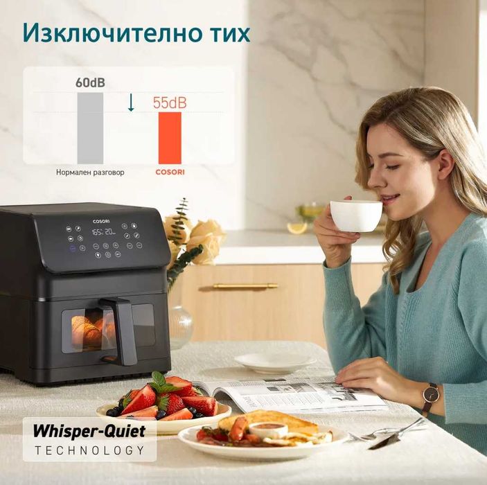 Фритюрник с горещ въздух Cosori Premium 6.2л. С прозорче CAF-P652-KEU