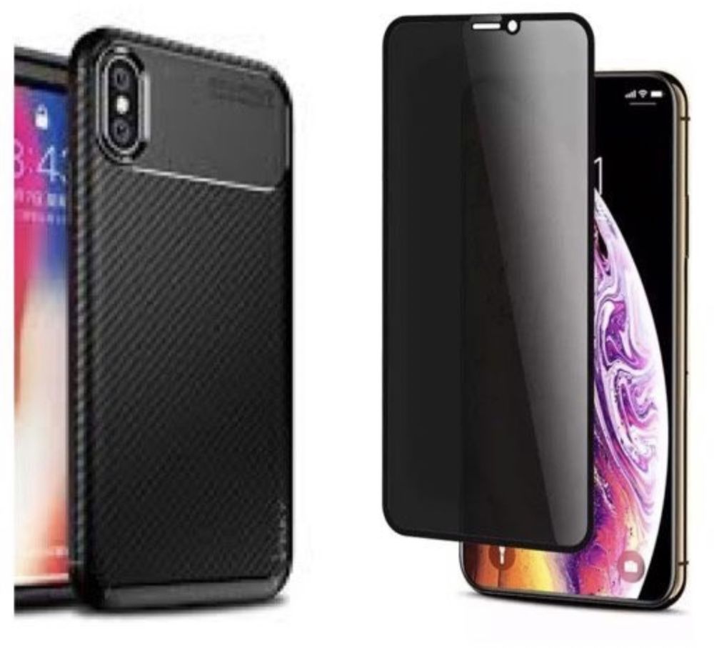 Iphone X XR Xs MAX Husa Black AutoFocus + Folie Sticla Anti Spay