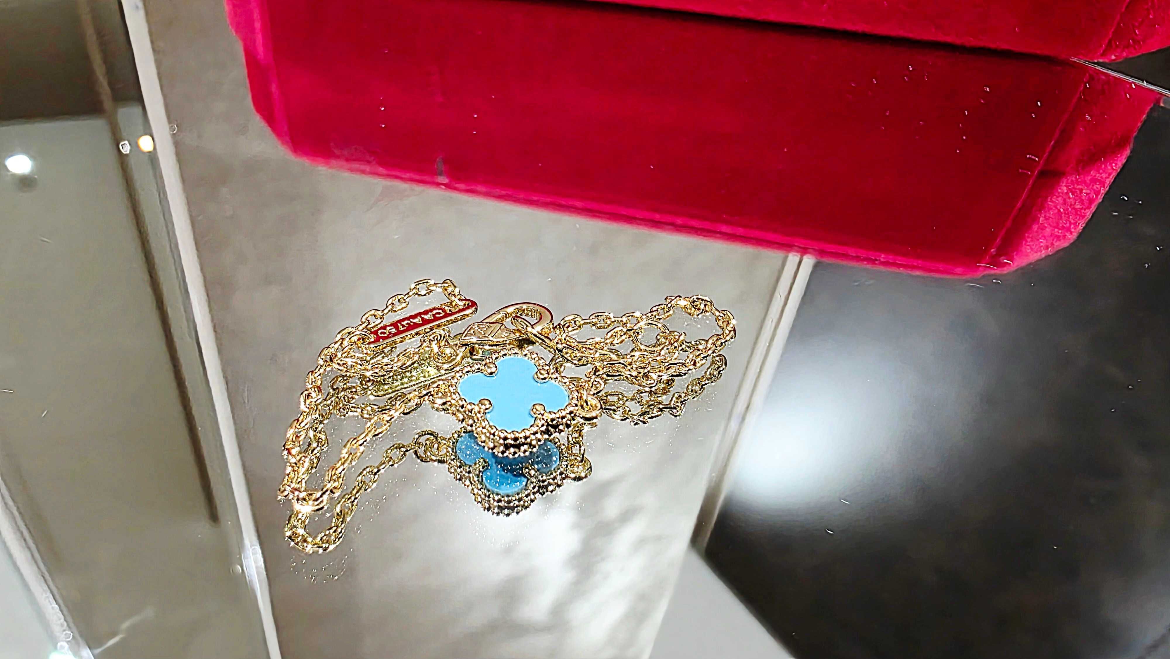 Van Cleef & Arpels VCA Gold Turquoise Sweet Alhambra Дамска Гривна