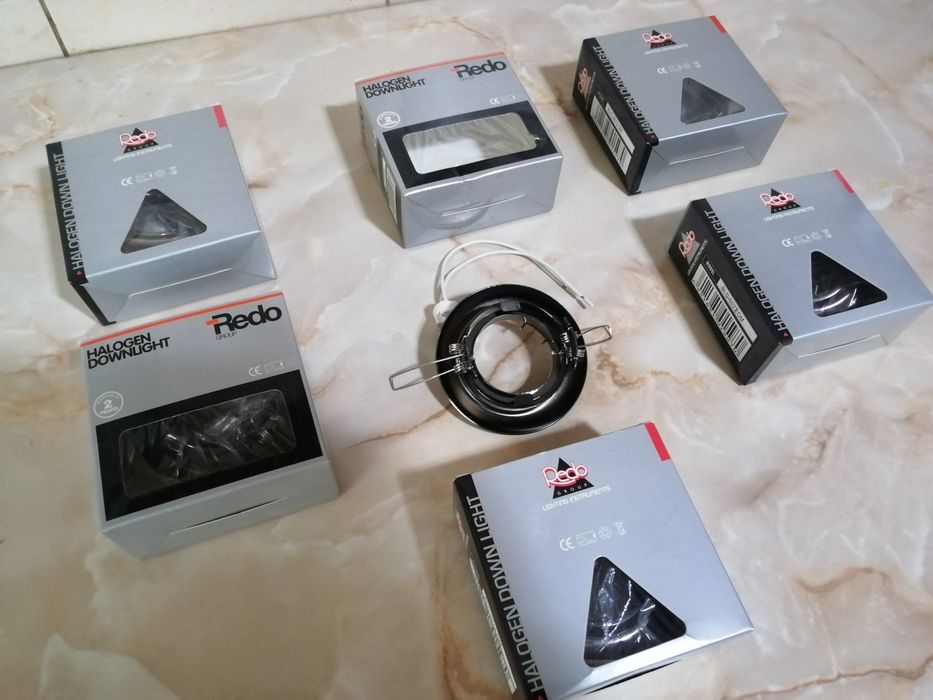 Spoturi Redo cromate, 12V, fara bec, 6 buc., Noi!, Tipla !