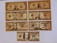 Lot 7 bancnote dolari americani, din polimer placat cu aur 24k