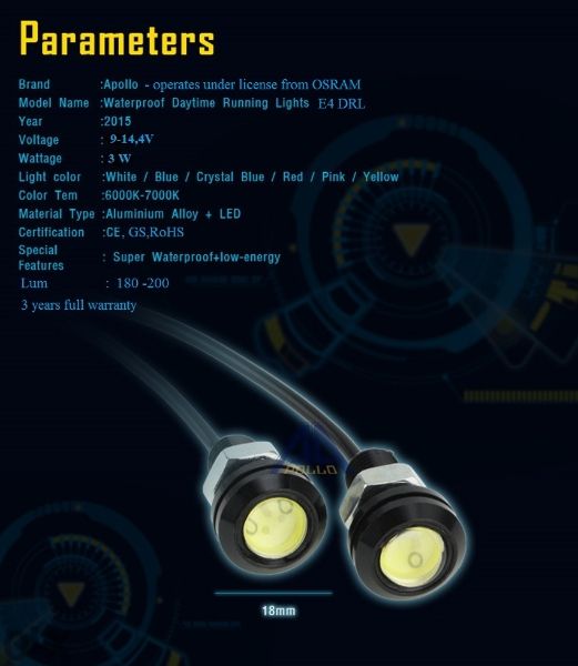 Дневни светлини LED Cob Drl - тип орлово око по технология на osram